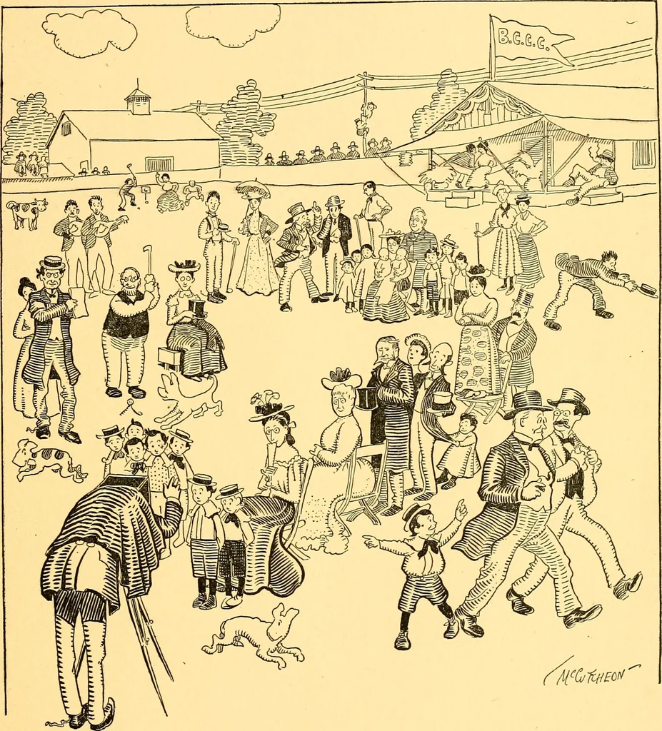An illustration from Bird Center cartoons, a chronicle of social happenings at Bird Center, Illinois; pictures and text, 1904, leaf 42