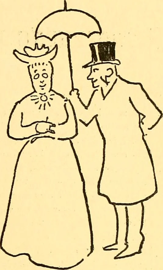 An illustration from Bird Center cartoons, a chronicle of social happenings at Bird Center, Illinois; pictures and text, 1904, leaf 46