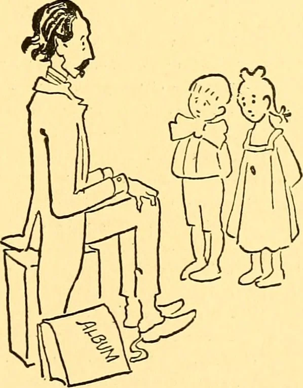 An illustration from Bird Center cartoons, a chronicle of social happenings at Bird Center, Illinois; pictures and text, 1904, leaf 46