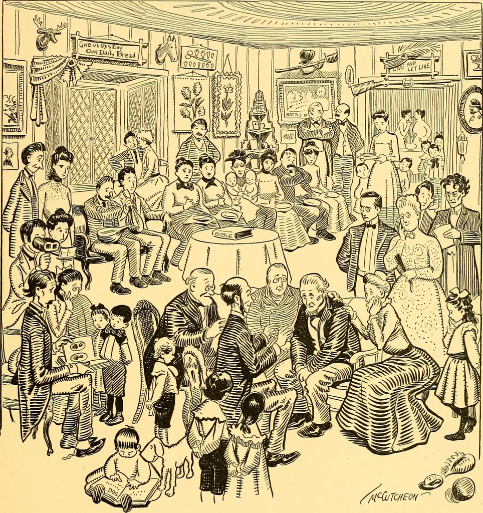 An illustration from Bird Center cartoons, a chronicle of social happenings at Bird Center, Illinois; pictures and text, 1904, leaf 54