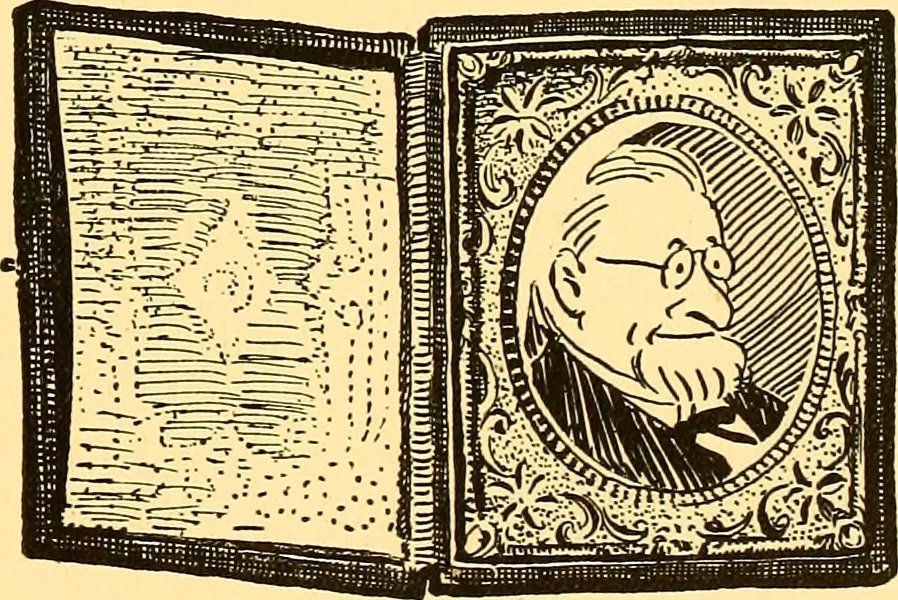An illustration from Bird Center cartoons, a chronicle of social happenings at Bird Center, Illinois; pictures and text, 1904, leaf 56