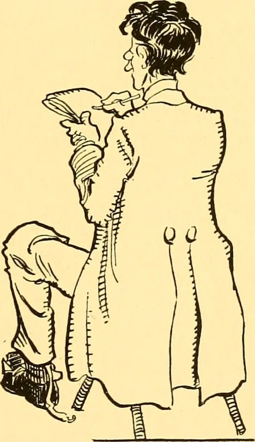 An illustration from Bird Center cartoons, a chronicle of social happenings at Bird Center, Illinois; pictures and text, 1904, leaf 6