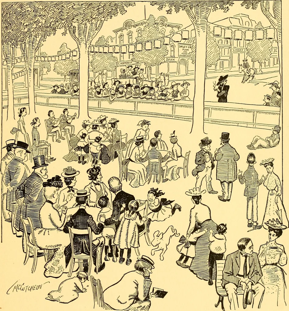 An illustration from Bird Center cartoons, a chronicle of social happenings at Bird Center, Illinois; pictures and text, 1904, leaf 60