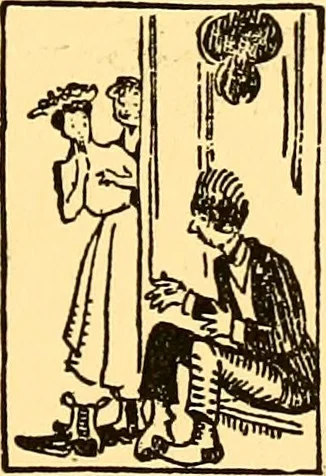 An illustration from Bird Center cartoons, a chronicle of social happenings at Bird Center, Illinois; pictures and text, 1904, leaf 70