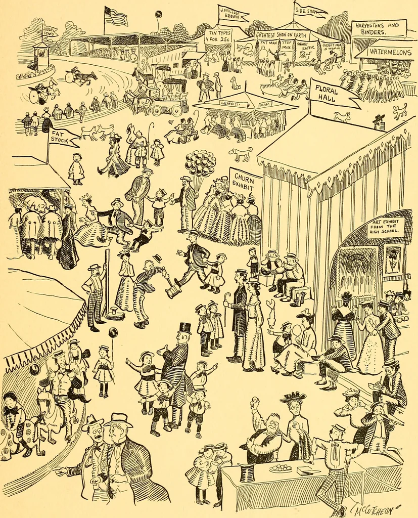An illustration from Bird Center cartoons, a chronicle of social happenings at Bird Center, Illinois; pictures and text, 1904, leaf 72