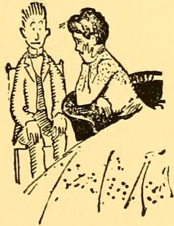 An illustration from Bird Center cartoons, a chronicle of social happenings at Bird Center, Illinois; pictures and text, 1904, leaf 76