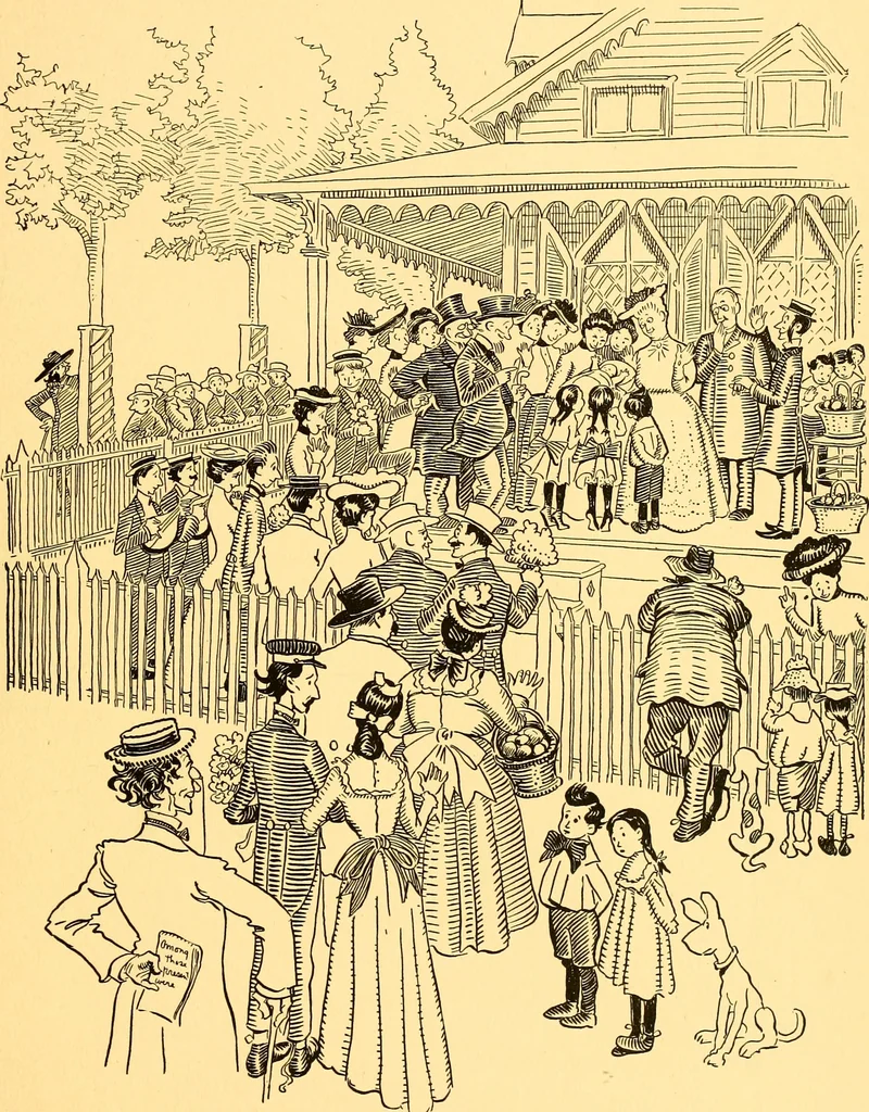 An illustration from Bird Center cartoons, a chronicle of social happenings at Bird Center, Illinois; pictures and text, 1904, leaf 90