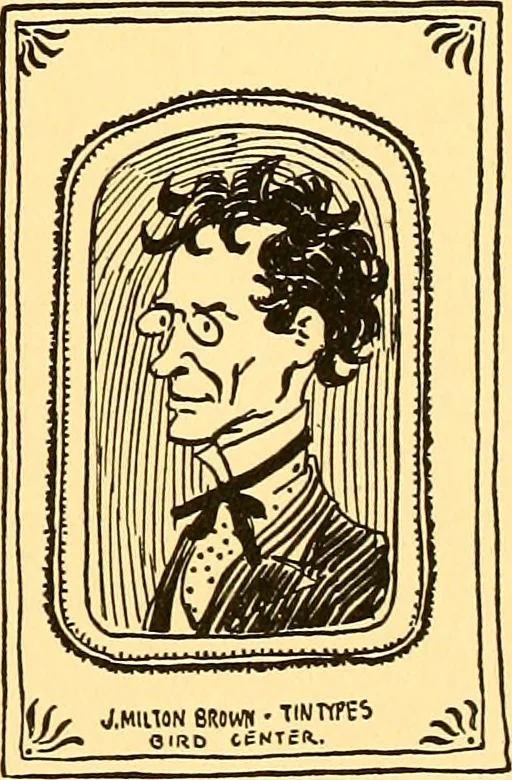 An illustration from Bird Center cartoons, a chronicle of social happenings at Bird Center, Illinois; pictures and text, 1904, leaf 98