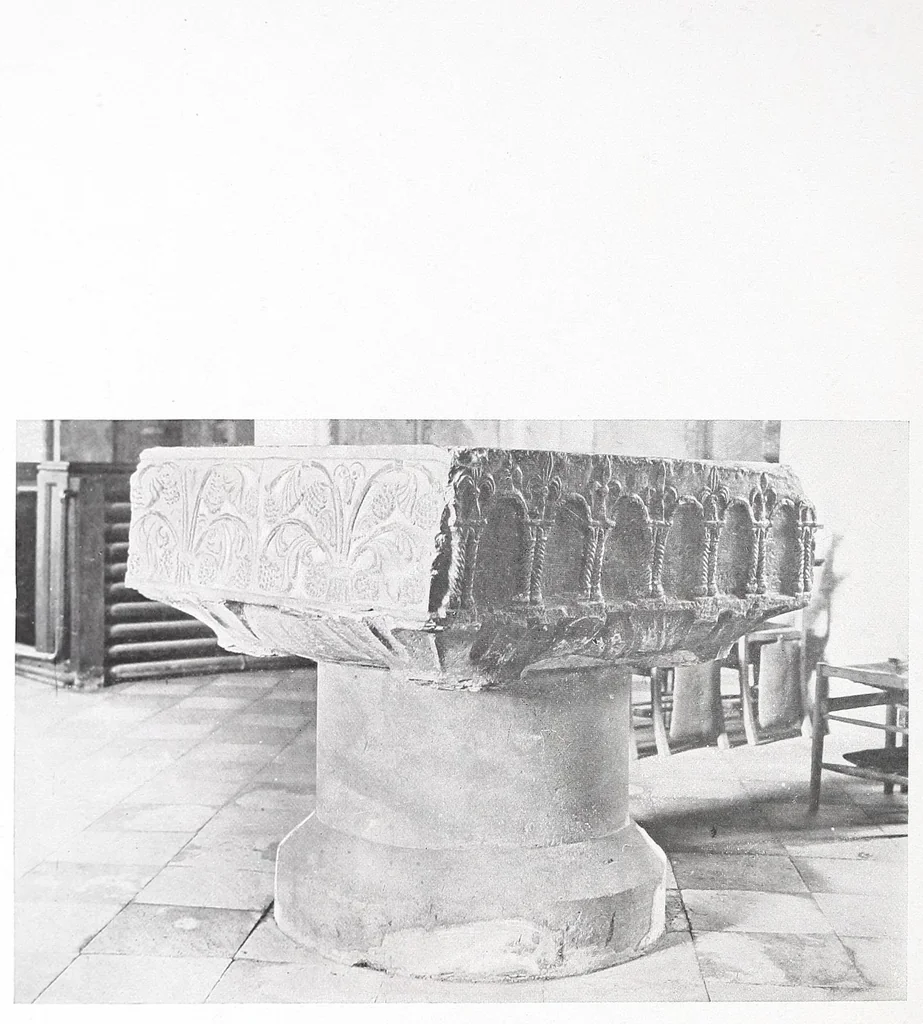 An illustration from Black Tournai fonts in England, the group of seven late Norman fonts from Belgium, 1909, leaf 42