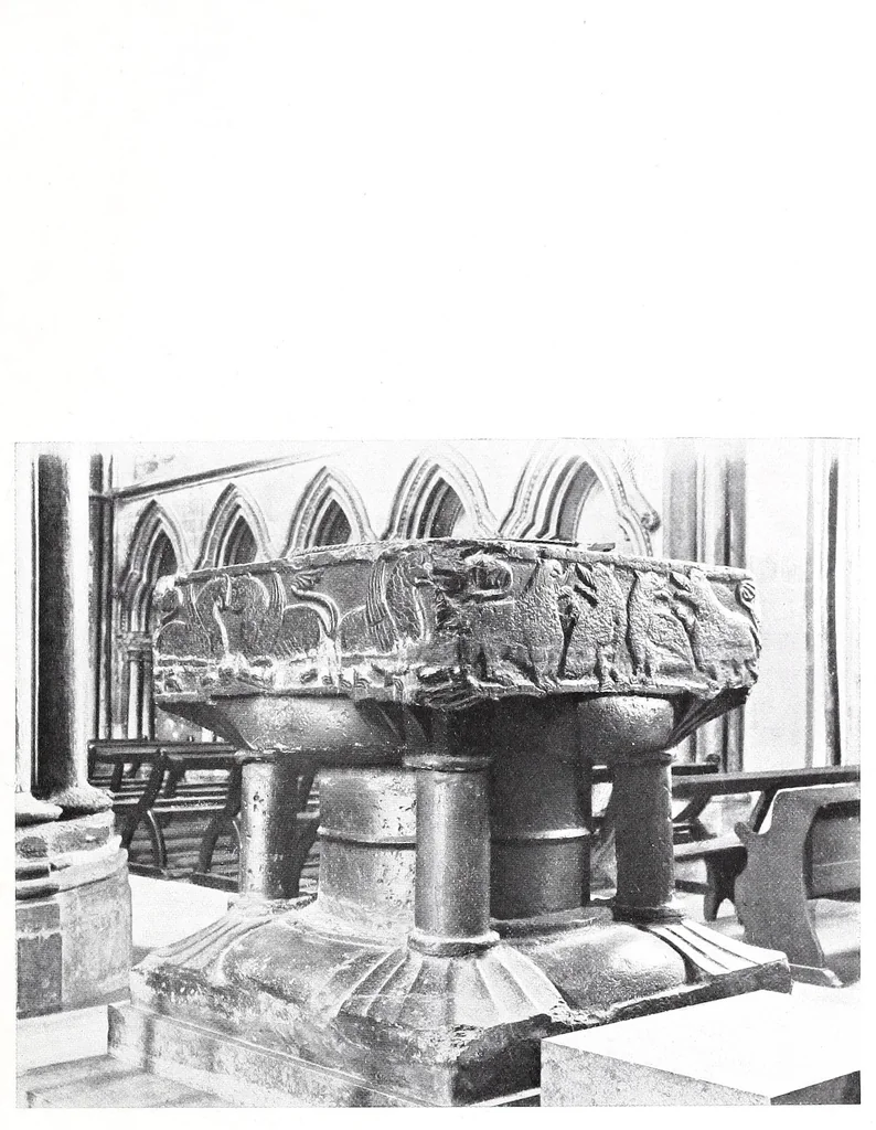 An illustration from Black Tournai fonts in England, the group of seven late Norman fonts from Belgium, 1909, leaf 45