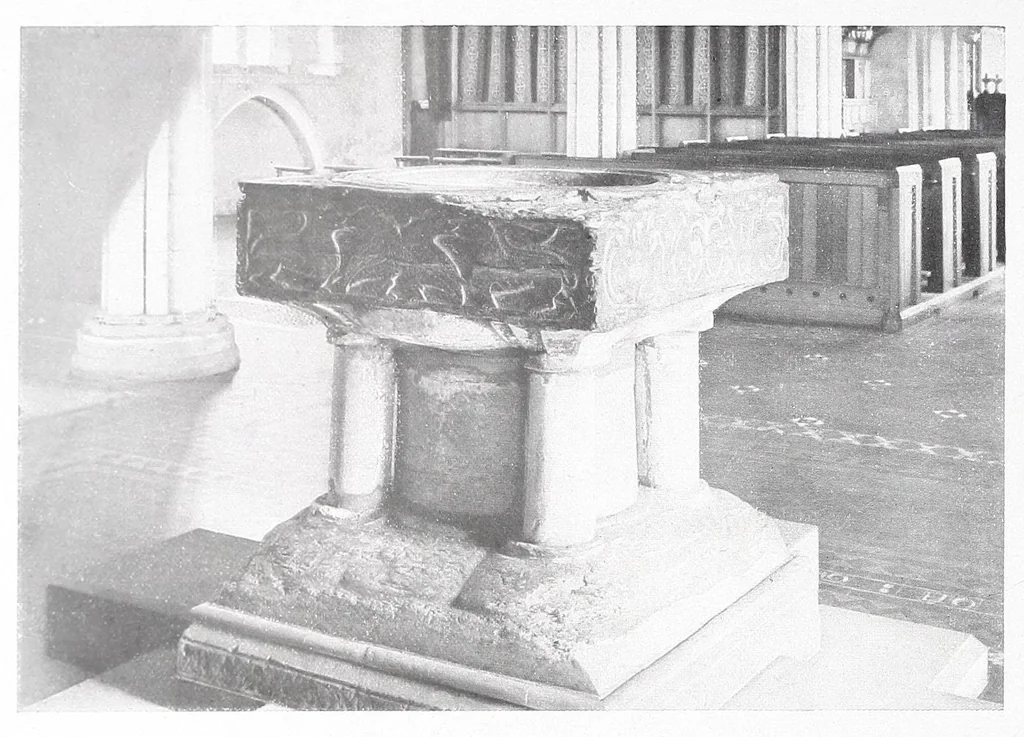 An illustration from Black Tournai fonts in England, the group of seven late Norman fonts from Belgium, 1909, leaf 54