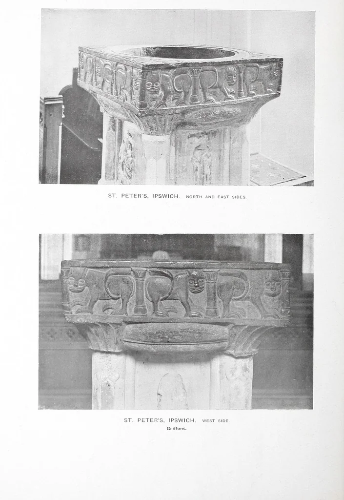 An illustration from Black Tournai fonts in England, the group of seven late Norman fonts from Belgium, 1909, leaf 60