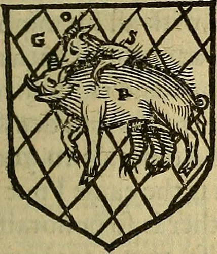 An illustration from The Blazon of Gentrie: : Deuided into two parts. The first named The Glorie of Generositie. The second, Lacyes Nobilitie. Comprehending discourses of Armes and of Gentry. Wherein is treated of the beginning, parts and degrees of Gentlenesse, vvith her lawes: Of the Bearing, and Blazon of Cote-armors: Of the Lawes of Armes, and of combats., 1586, leaf 220