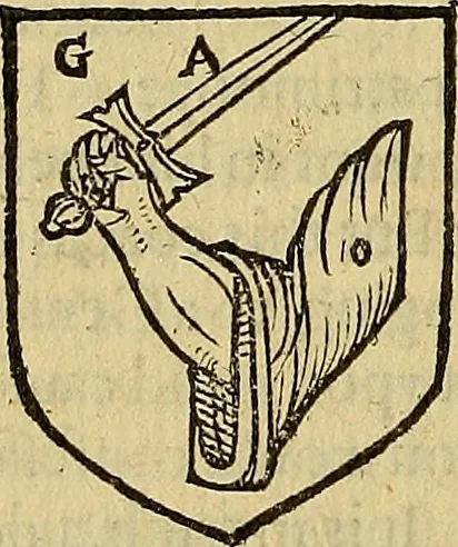 An illustration from The Blazon of Gentrie: : Deuided into two parts. The first named The Glorie of Generositie. The second, Lacyes Nobilitie. Comprehending discourses of Armes and of Gentry. Wherein is treated of the beginning, parts and degrees of Gentlenesse, vvith her lawes: Of the Bearing, and Blazon of Cote-armors: Of the Lawes of Armes, and of combats., 1586, leaf 221