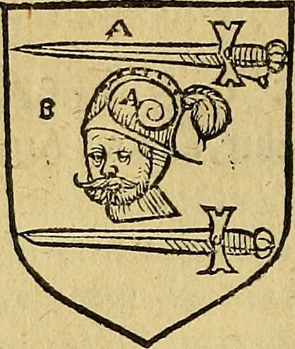 An illustration from The Blazon of Gentrie: : Deuided into two parts. The first named The Glorie of Generositie. The second, Lacyes Nobilitie. Comprehending discourses of Armes and of Gentry. Wherein is treated of the beginning, parts and degrees of Gentlenesse, vvith her lawes: Of the Bearing, and Blazon of Cote-armors: Of the Lawes of Armes, and of combats., 1586, leaf 247