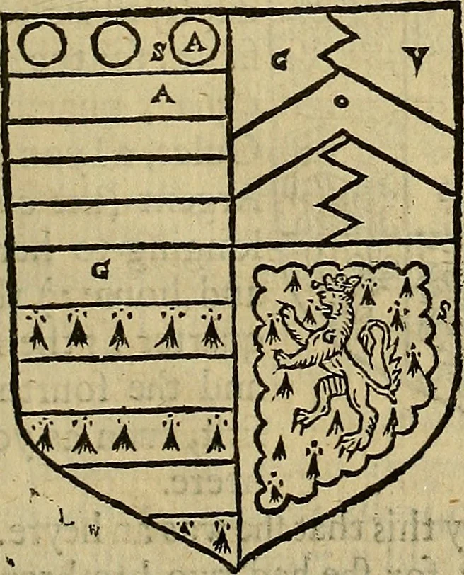 An illustration from The Blazon of Gentrie: : Deuided into two parts. The first named The Glorie of Generositie. The second, Lacyes Nobilitie. Comprehending discourses of Armes and of Gentry. Wherein is treated of the beginning, parts and degrees of Gentlenesse, vvith her lawes: Of the Bearing, and Blazon of Cote-armors: Of the Lawes of Armes, and of combats., 1586, leaf 476