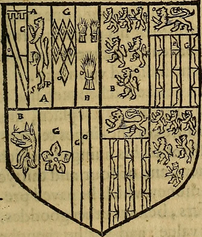 An illustration from The Blazon of Gentrie: : Deuided into two parts. The first named The Glorie of Generositie. The second, Lacyes Nobilitie. Comprehending discourses of Armes and of Gentry. Wherein is treated of the beginning, parts and degrees of Gentlenesse, vvith her lawes: Of the Bearing, and Blazon of Cote-armors: Of the Lawes of Armes, and of combats., 1586, leaf 490