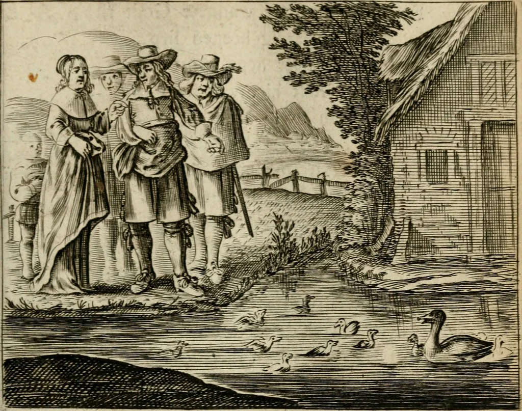 An illustration from Bloem-tuintje : bestaande in twee deelen : het eerste in innerlyke bedenkingen, en geleikenissen, het tweede in eenige zang- en lees-rymen, 1724, leaf 102