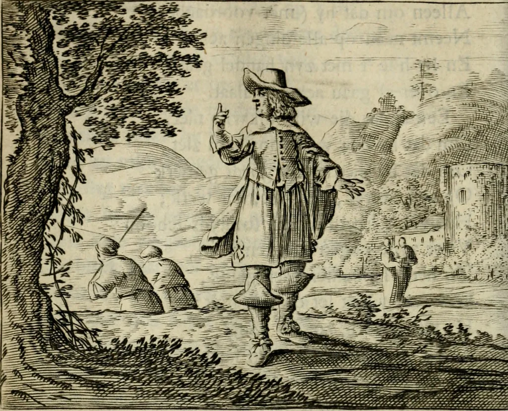An illustration from Bloem-tuintje : bestaande in twee deelen : het eerste in innerlyke bedenkingen, en geleikenissen, het tweede in eenige zang- en lees-rymen, 1724, leaf 117