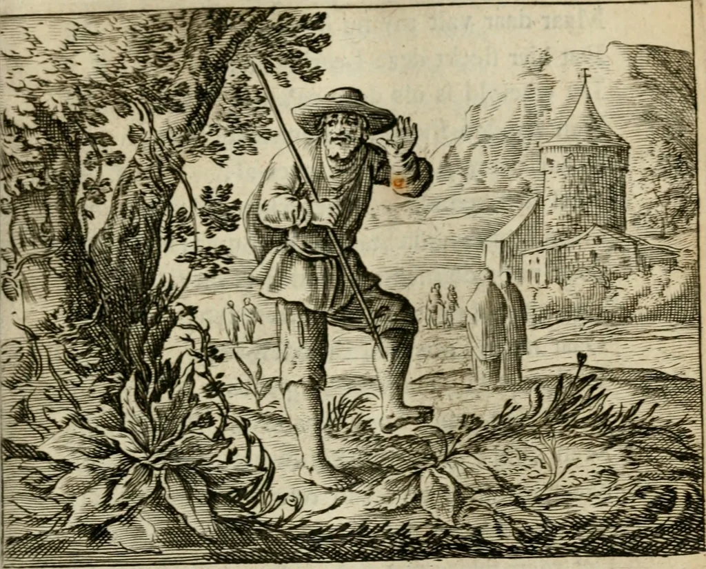 An illustration from Bloem-tuintje : bestaande in twee deelen : het eerste in innerlyke bedenkingen, en geleikenissen, het tweede in eenige zang- en lees-rymen, 1724, leaf 132