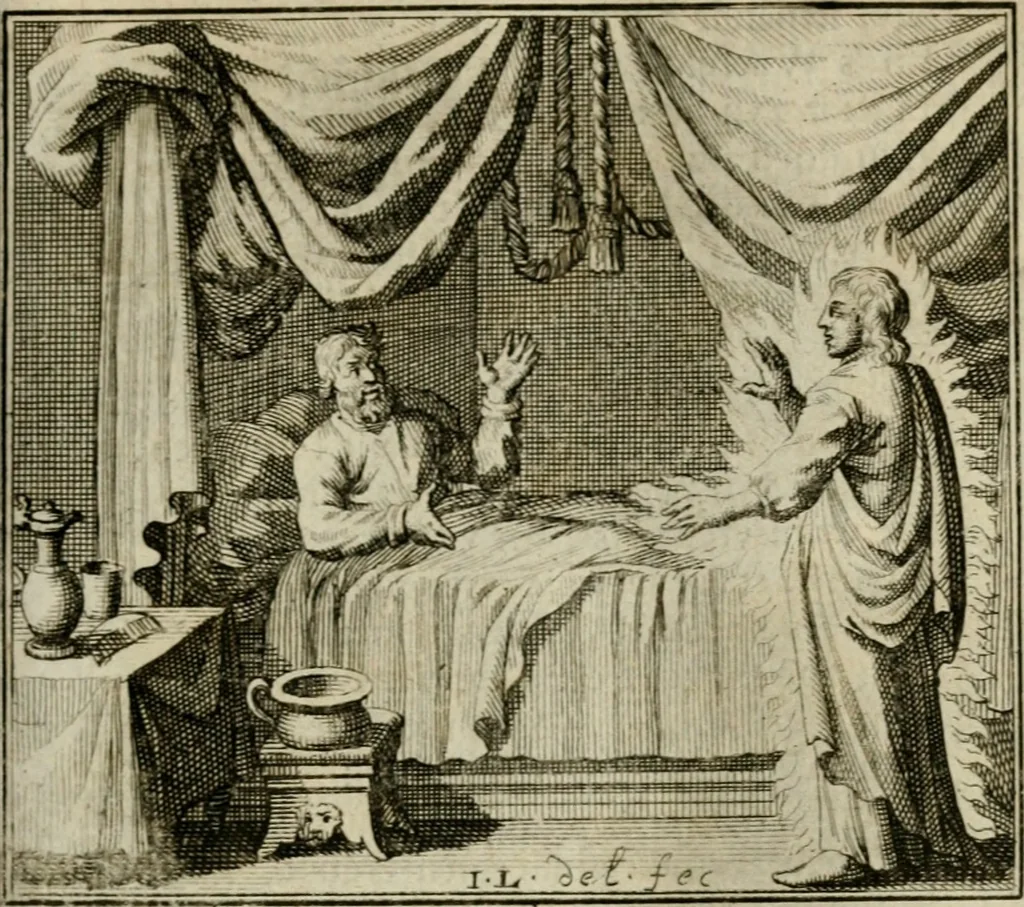 An illustration from Bloem-tuintje : bestaande in twee deelen : het eerste in innerlyke bedenkingen, en geleikenissen, het tweede in eenige zang- en lees-rymen, 1724, leaf 180
