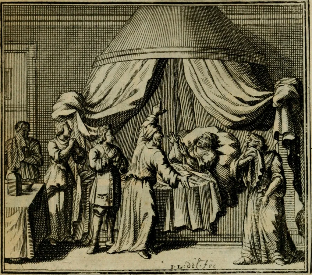 An illustration from Bloem-tuintje : bestaande in twee deelen : het eerste in innerlyke bedenkingen, en geleikenissen, het tweede in eenige zang- en lees-rymen, 1724, leaf 209