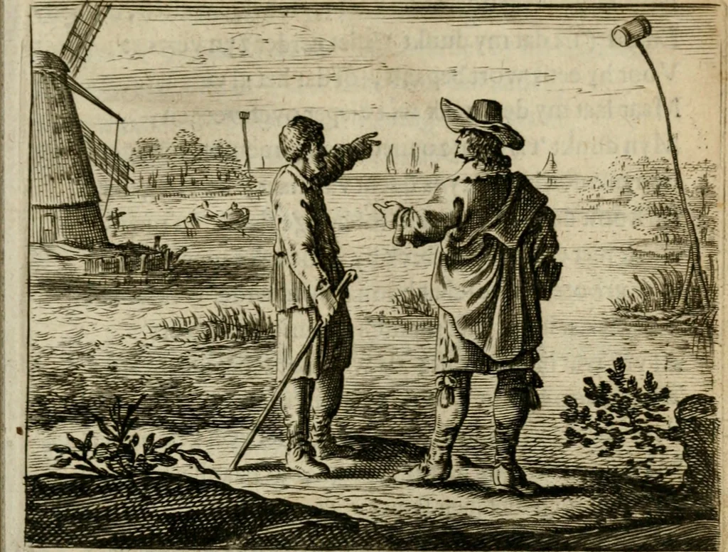 An illustration from Bloem-tuintje : bestaande in twee deelen : het eerste in innerlyke bedenkingen, en geleikenissen, het tweede in eenige zang- en lees-rymen, 1724, leaf 28