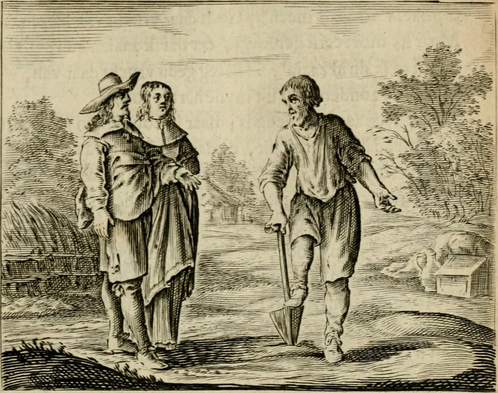 An illustration from Bloem-tuintje : bestaande in twee deelen : het eerste in innerlyke bedenkingen, en geleikenissen, het tweede in eenige zang- en lees-rymen, 1724, leaf 36