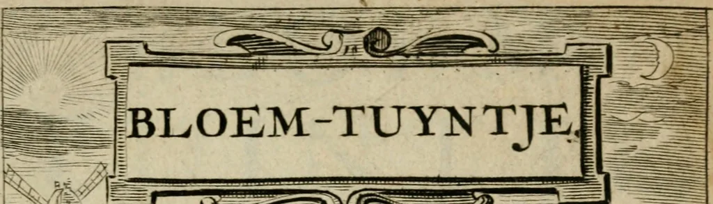 An illustration from Bloem-tuintje : bestaande in twee deelen : het eerste in innerlyke bedenkingen, en geleikenissen, het tweede in eenige zang- en lees-rymen, 1724, leaf 6