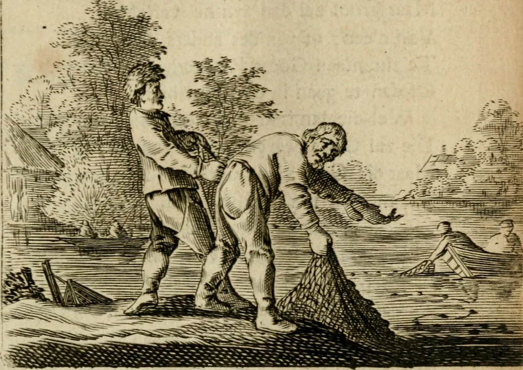 An illustration from Bloem-tuintje : bestaande in twee deelen : het eerste in innerlyke bedenkingen, en geleikenissen, het tweede in eenige zang- en lees-rymen, 1724, leaf 96