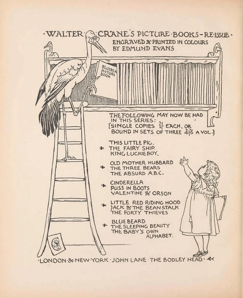 An illustration from Bluebeard's picture book : containing Bluebeard, The sleeping beauty, and Baby's own alphabet : with the original coloured designs, 1899, leaf 12