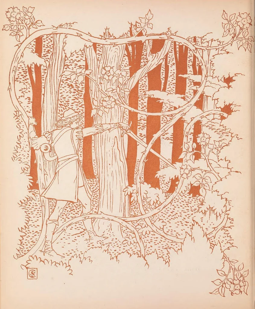 An illustration from Bluebeard's picture book : containing Bluebeard, The sleeping beauty, and Baby's own alphabet : with the original coloured designs, 1899, leaf 30