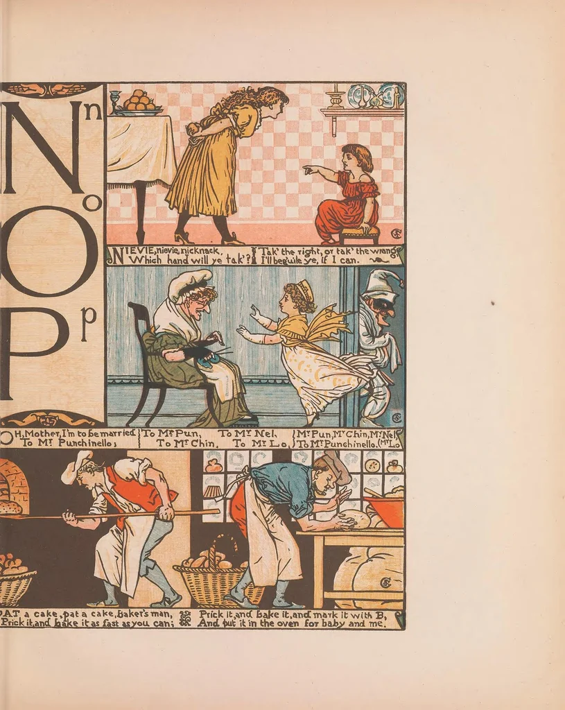 An illustration from Bluebeard's picture book : containing Bluebeard, The sleeping beauty, and Baby's own alphabet : with the original coloured designs, 1899, leaf 61