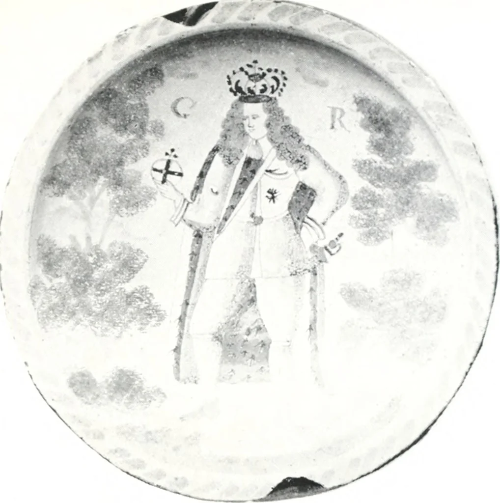 An illustration from Blue dash chargers and other early English tin enamel circular dishes, 1919, leaf 108