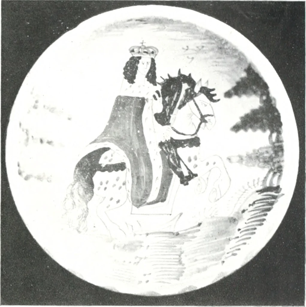 An illustration from Blue dash chargers and other early English tin enamel circular dishes, 1919, leaf 116