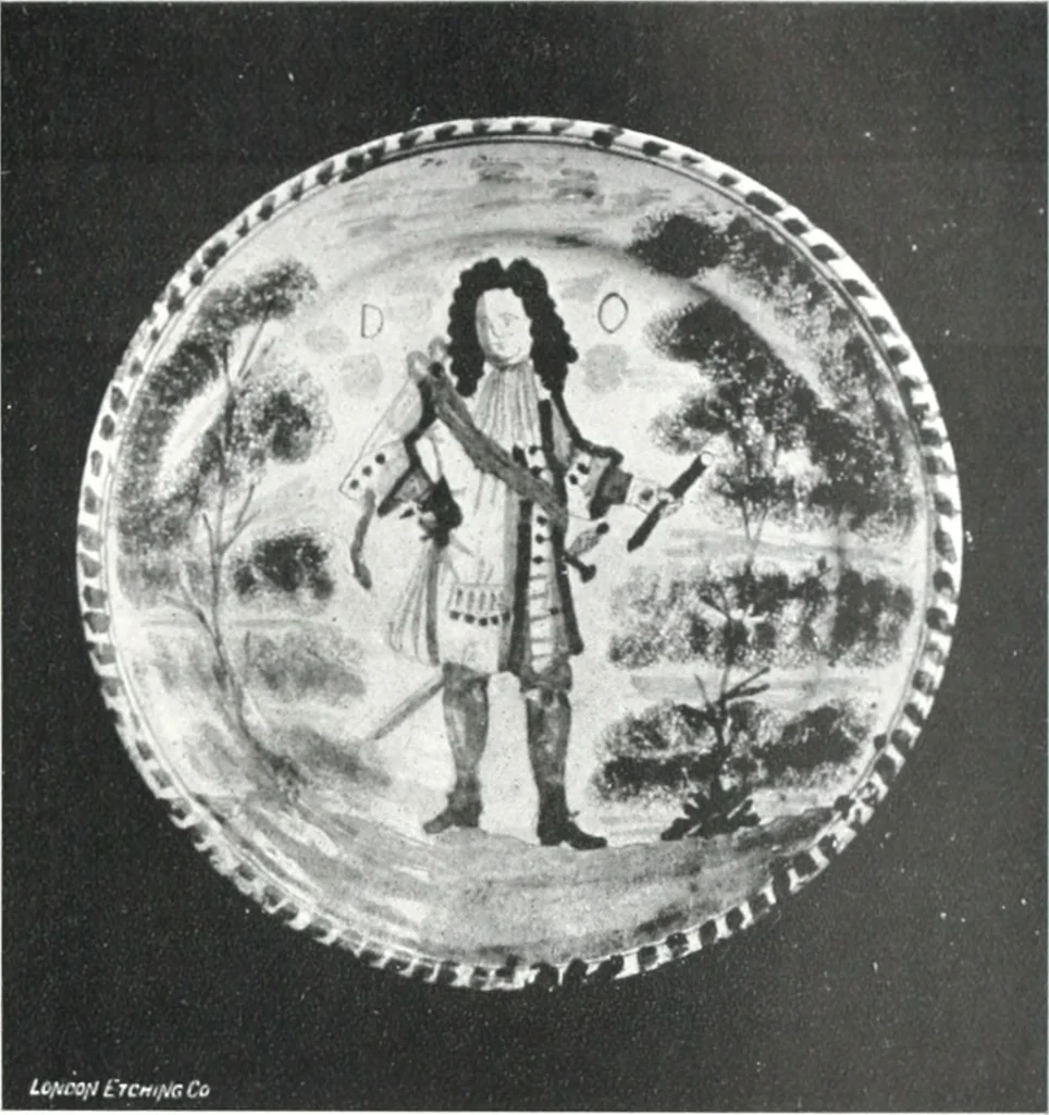 An illustration from Blue dash chargers and other early English tin enamel circular dishes, 1919, leaf 124