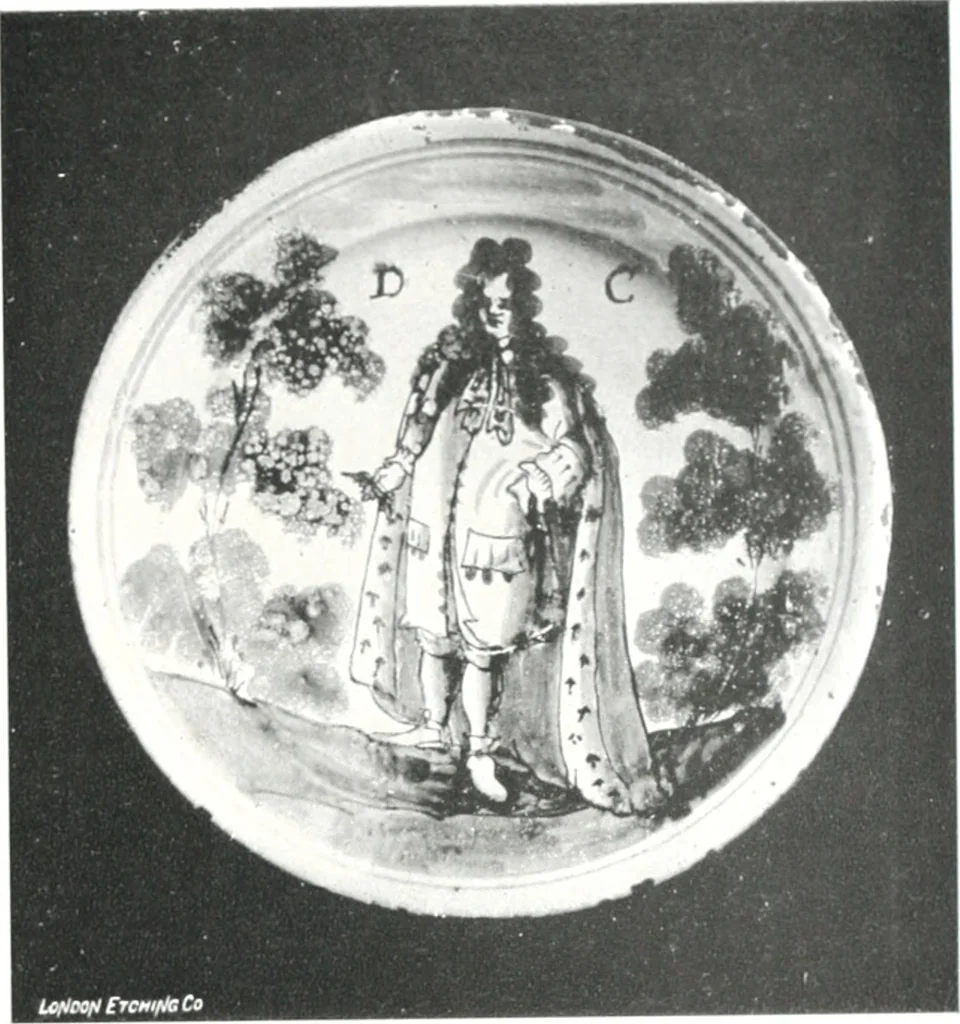 An illustration from Blue dash chargers and other early English tin enamel circular dishes, 1919, leaf 128