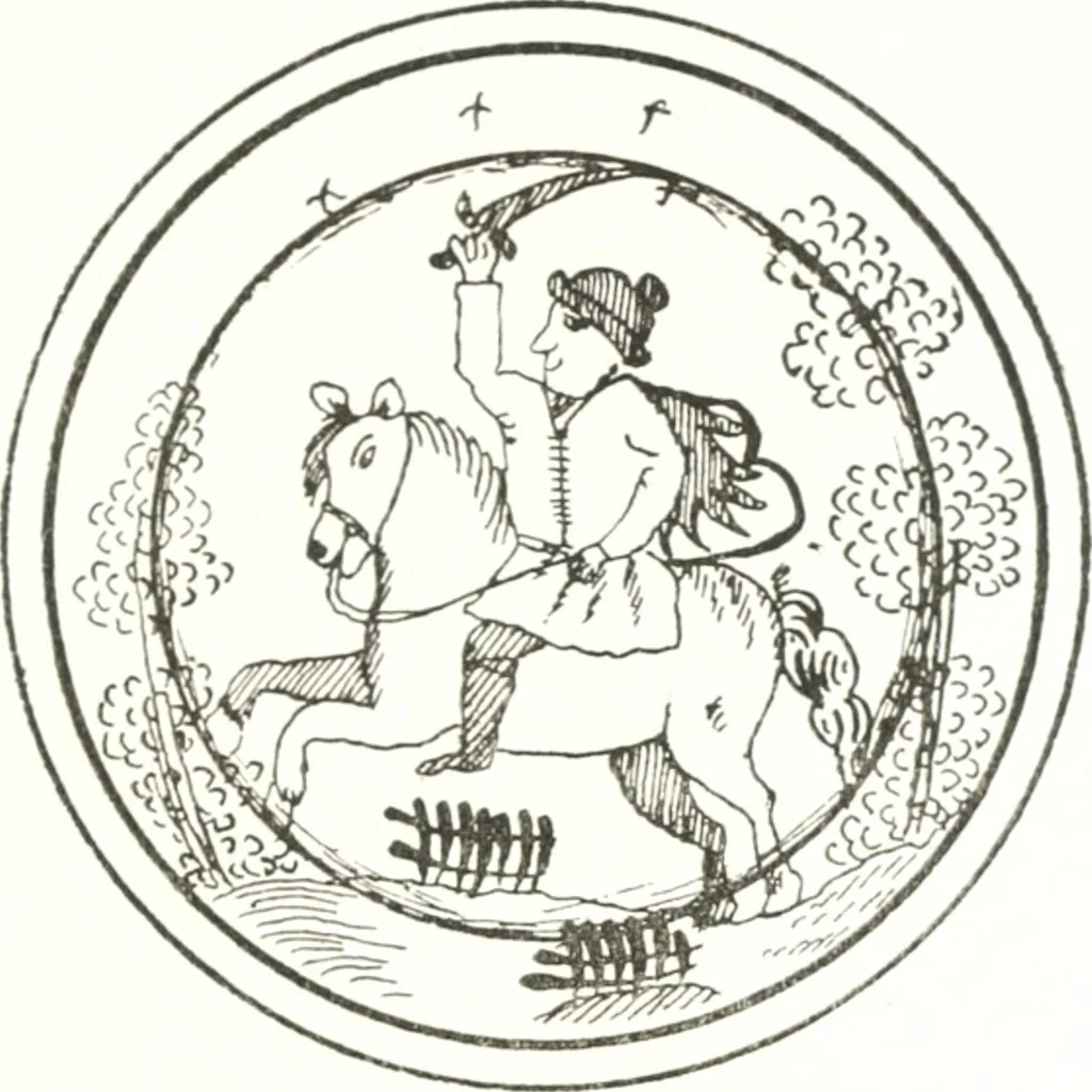 An illustration from Blue dash chargers and other early English tin enamel circular dishes, 1919, leaf 136