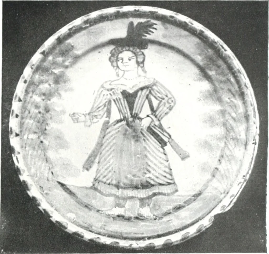 An illustration from Blue dash chargers and other early English tin enamel circular dishes, 1919, leaf 138