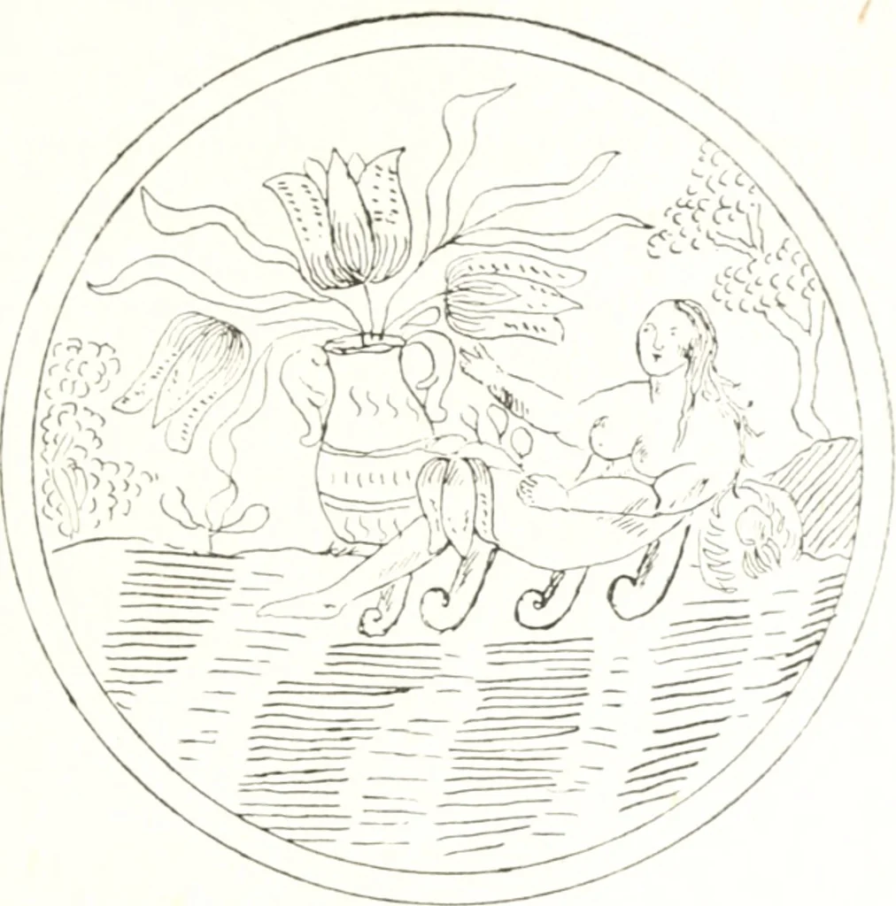 An illustration from Blue dash chargers and other early English tin enamel circular dishes, 1919, leaf 144