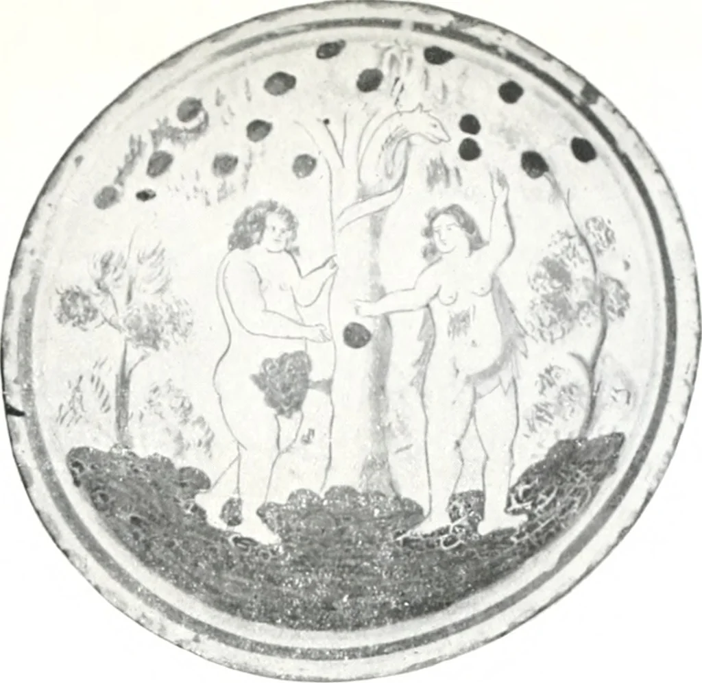 An illustration from Blue dash chargers and other early English tin enamel circular dishes, 1919, leaf 154