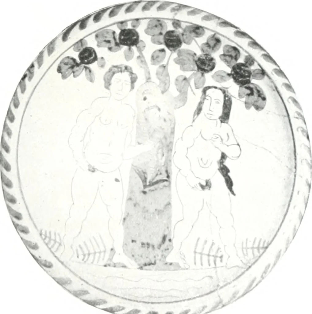 An illustration from Blue dash chargers and other early English tin enamel circular dishes, 1919, leaf 154