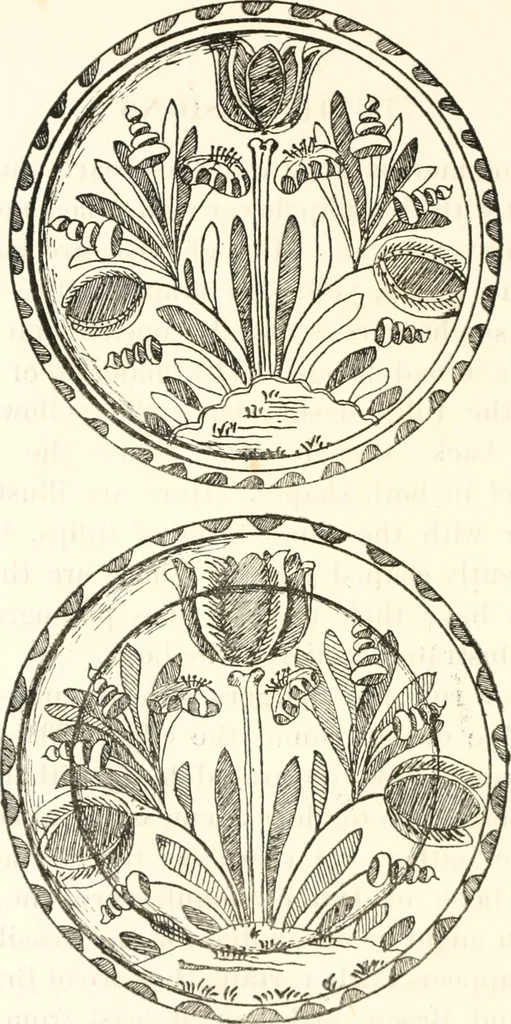 An illustration from Blue dash chargers and other early English tin enamel circular dishes, 1919, leaf 161