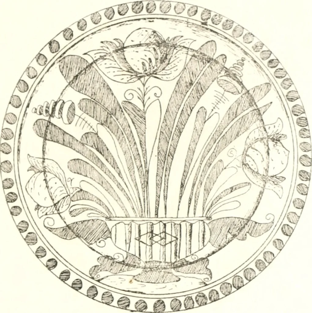 An illustration from Blue dash chargers and other early English tin enamel circular dishes, 1919, leaf 164