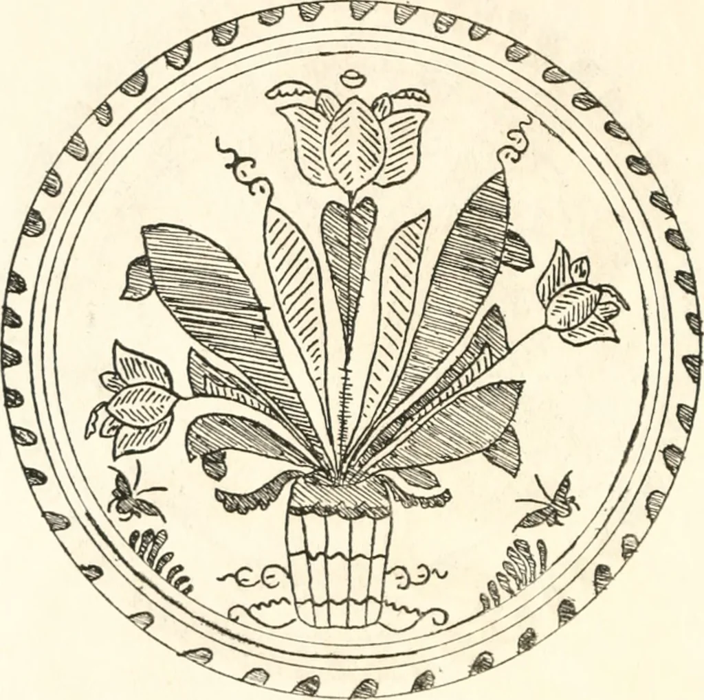 An illustration from Blue dash chargers and other early English tin enamel circular dishes, 1919, leaf 165