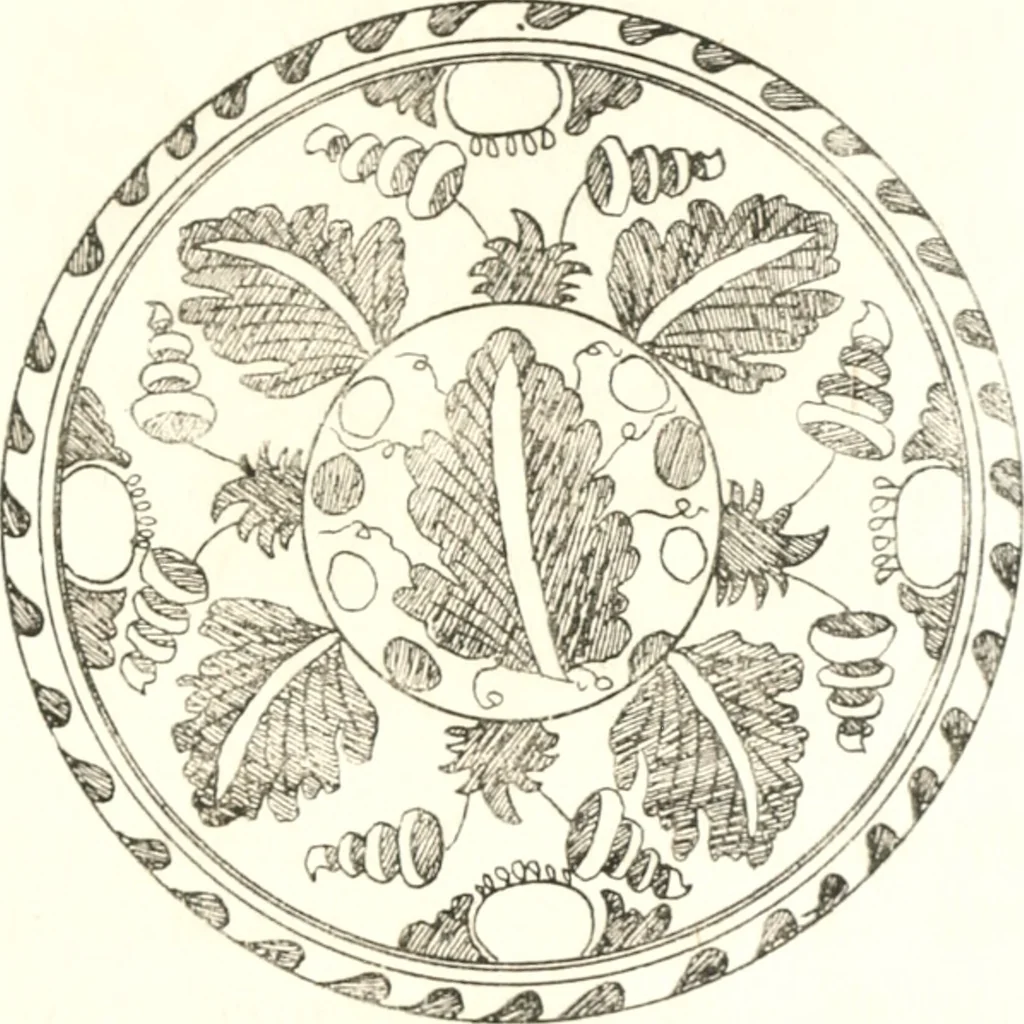 An illustration from Blue dash chargers and other early English tin enamel circular dishes, 1919, leaf 168