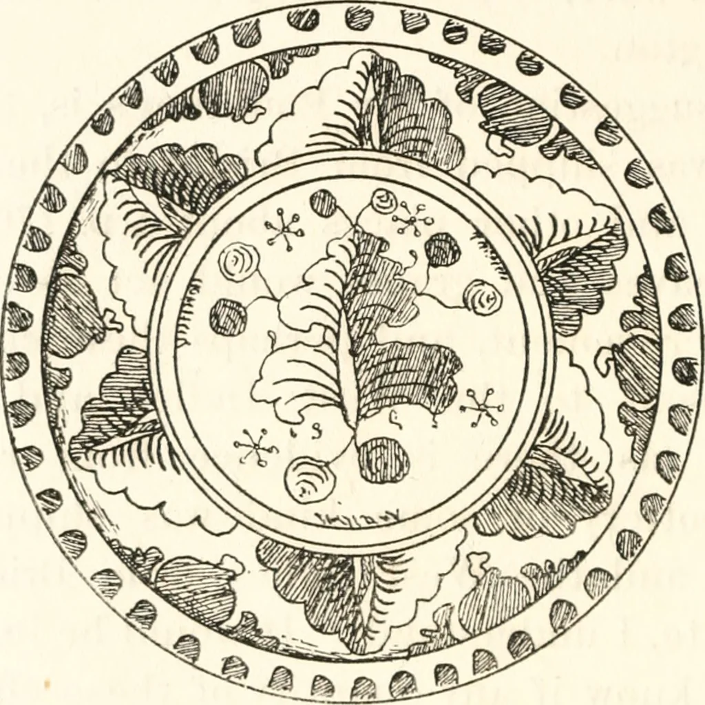 An illustration from Blue dash chargers and other early English tin enamel circular dishes, 1919, leaf 171
