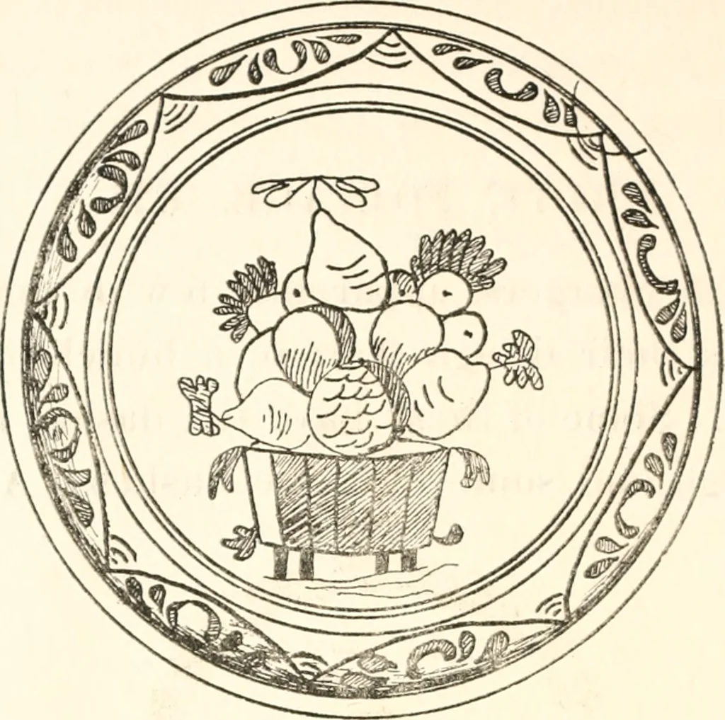 An illustration from Blue dash chargers and other early English tin enamel circular dishes, 1919, leaf 177
