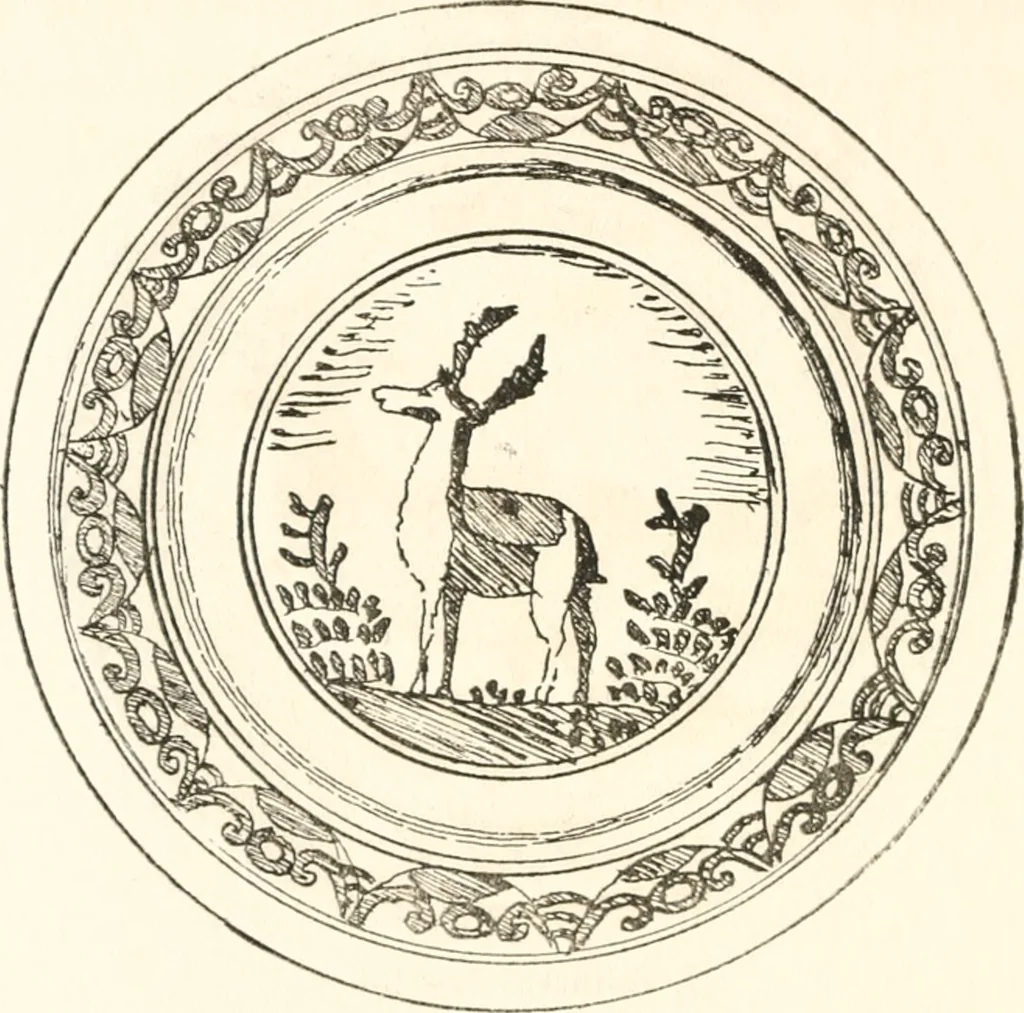 An illustration from Blue dash chargers and other early English tin enamel circular dishes, 1919, leaf 183