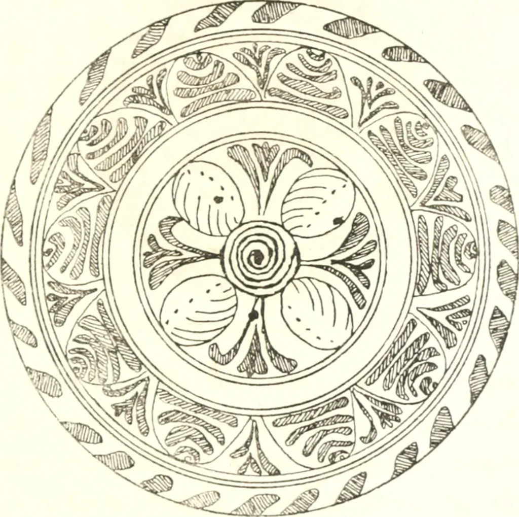 An illustration from Blue dash chargers and other early English tin enamel circular dishes, 1919, leaf 186